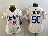 Women's Los Angeles Dodgers #50 Mookie Betts Cream 2025 Tokyo Series Limited Stitched Jersey,baseball caps,new era cap wholesale,wholesale hats